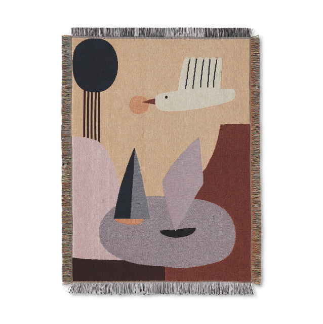 Cotton wall blanket with bird design