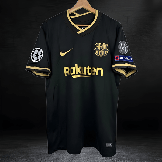 Messi #10 FC Barcelona 2020/21 Football Shirt Away Black with Gold Soccer Jersey