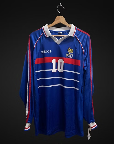 France 1998-99 WC Home Long Sleeve Football Jersey ZIDANE #10 Men’s