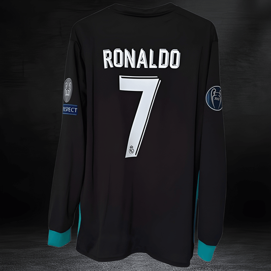 Real Madrid Cristiano Ronaldo #7 2017/18 Away Long Sleeve Jersey UCL Patch