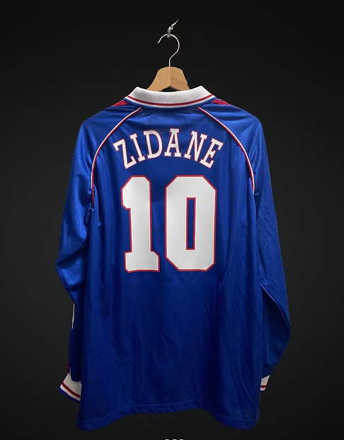 France 1998-99 WC Home Long Sleeve Football Jersey ZIDANE #10 Men’s