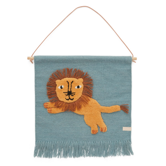 Children's tapestry with animal motif, lion