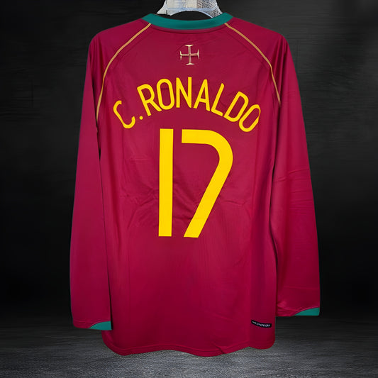 Portugal 2006 Home Long Sleeve Soccer Jersey Men's RONALDO #17